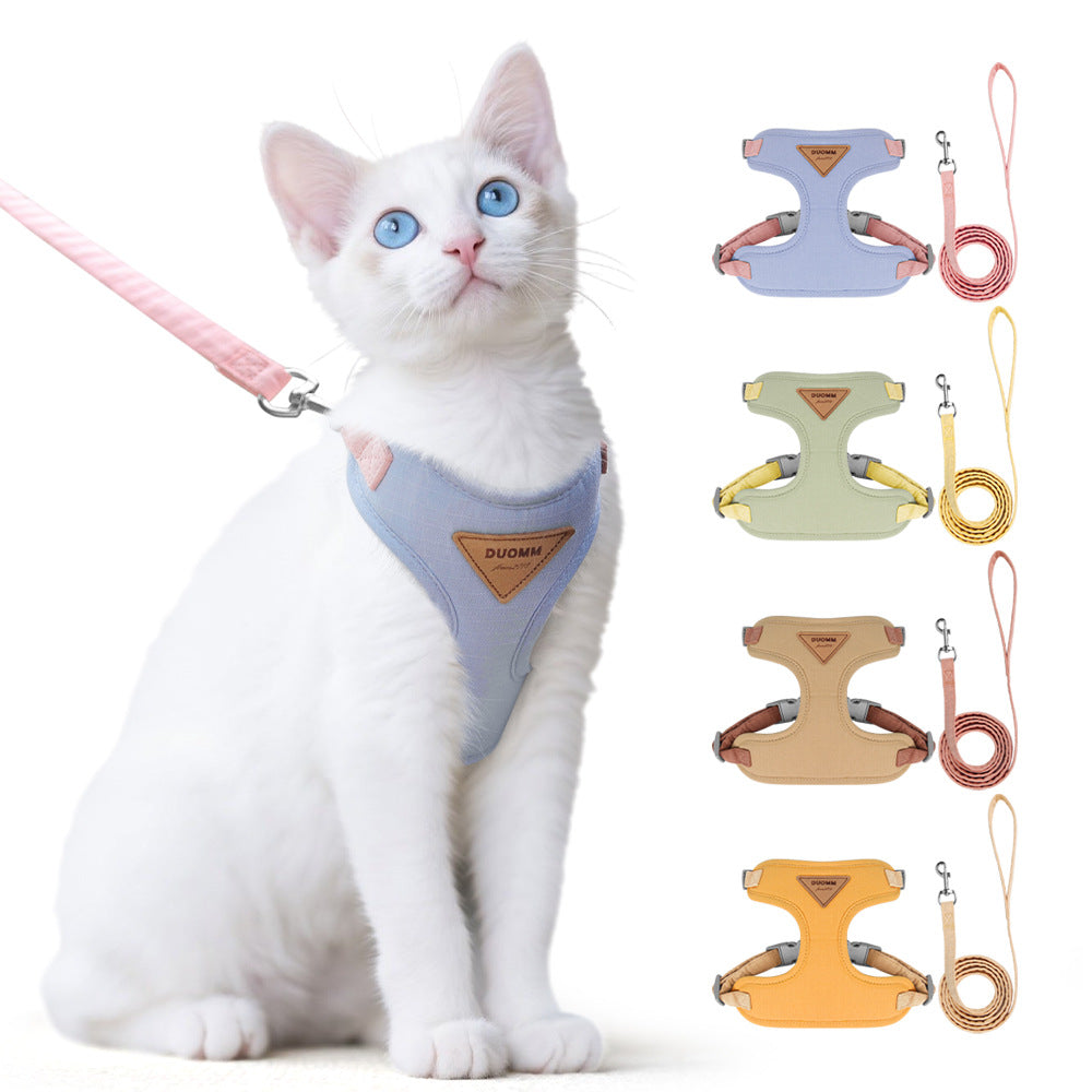 Adjustable cat harness and leash set