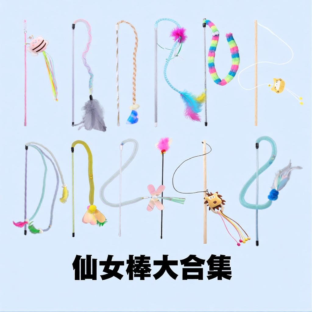 Cat teaser wand toy set
