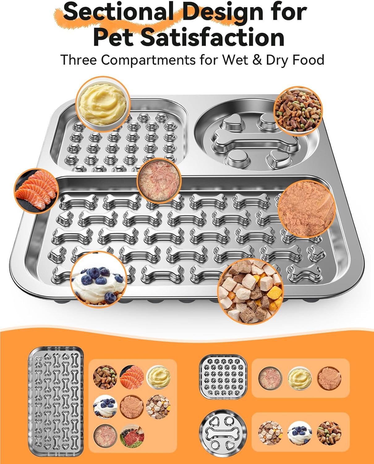 Examples of food placed in the three compartments